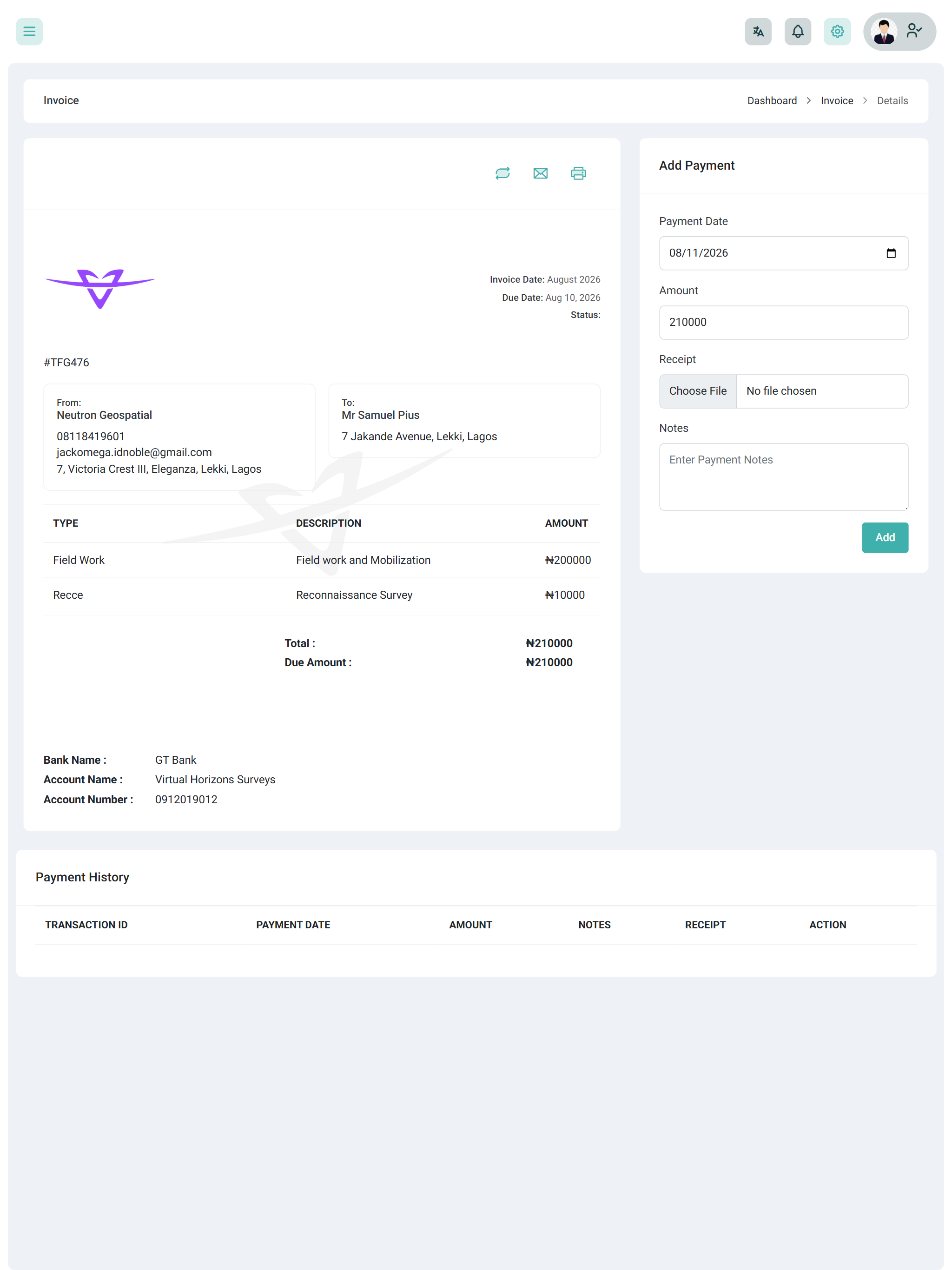 Smart Invoicing — product screenshot