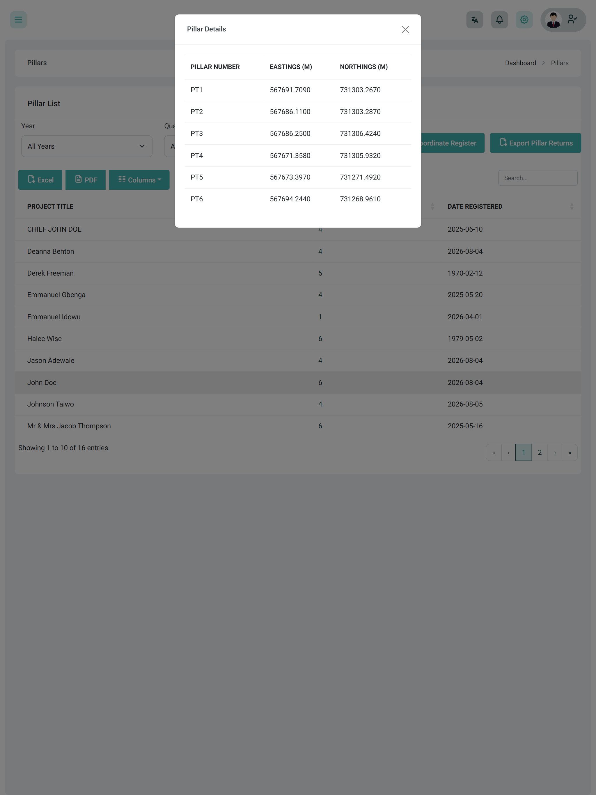 Pillar Return System — product screenshot